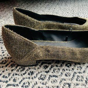 NEW Zara TRF Gold Glitter Ballet Flats Style Shoes